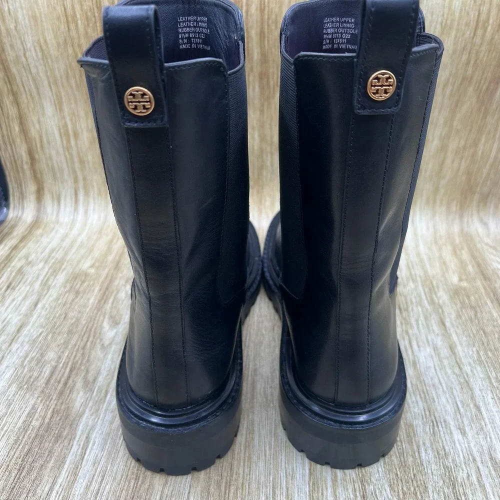 Tory Burch Benton Pull On Chelsea Boots Women's 9.5 Black Leather Tall Platform
